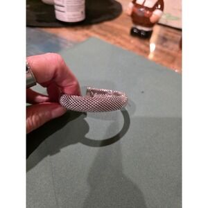 Silver Mesh Cuff Bangle Bracelet Statement Glamorous Women's Jewelry